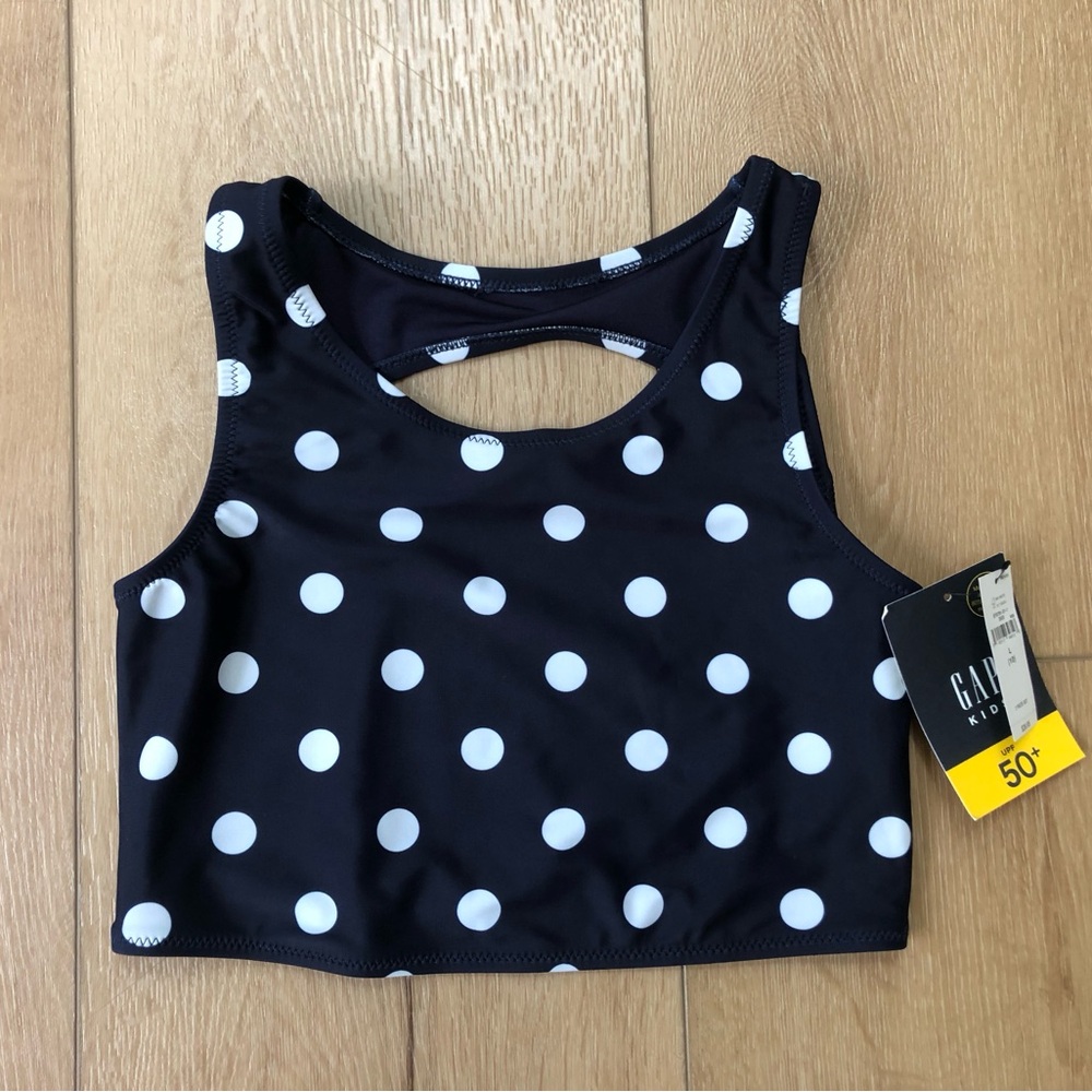 GAP Navy and White Polka Dot Kids Swim Top